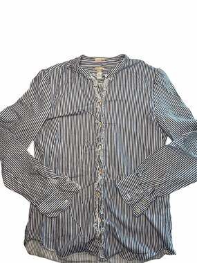 Massimo Alba Women's 100% Cotton Striped Ruffle-Trim Button-Down Shirt